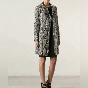 Premise Snakeskin Faux Leather Long Blazer